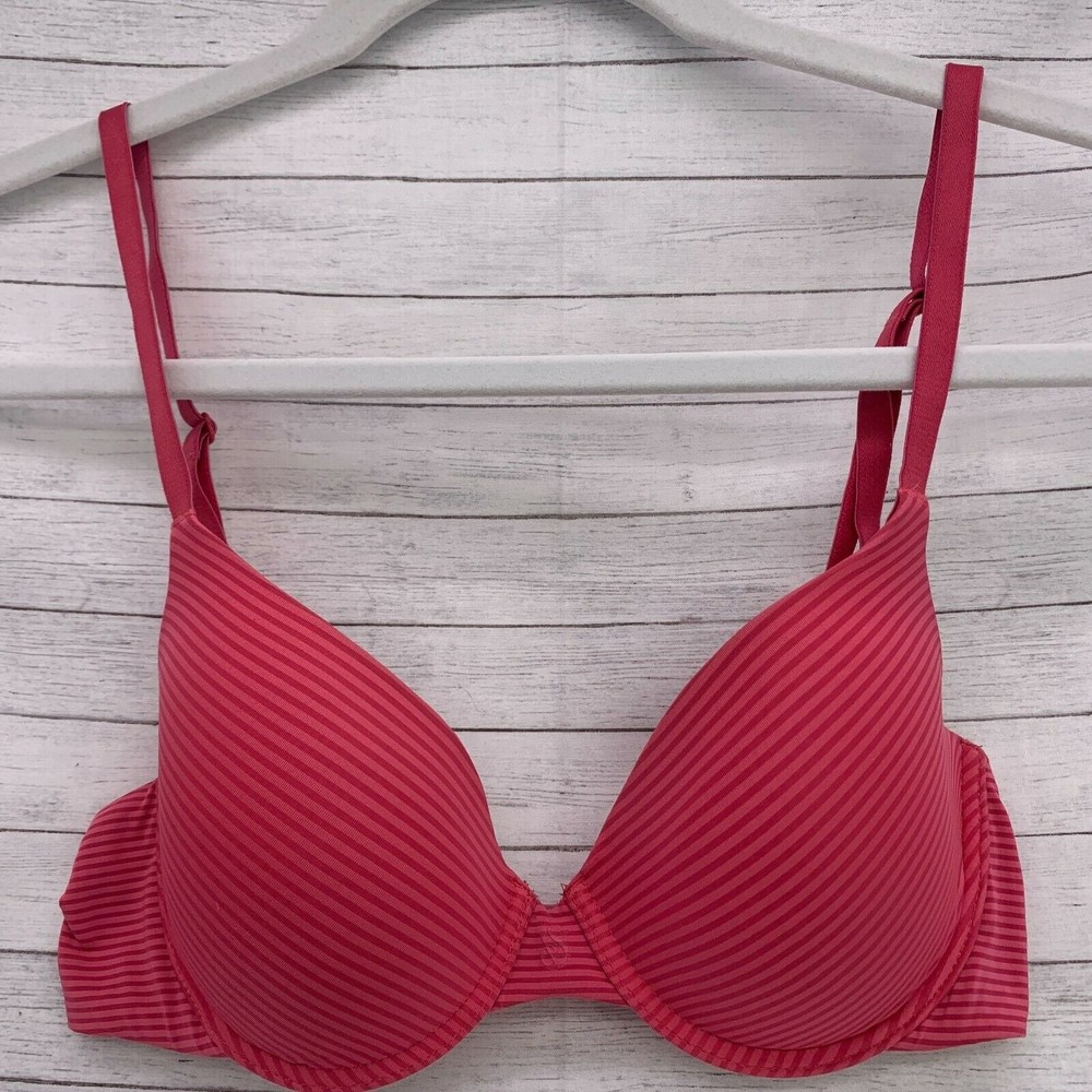 Victoria's Secret Womens 32C Uplift Semi-Demi Bra Pink Striped Underwire